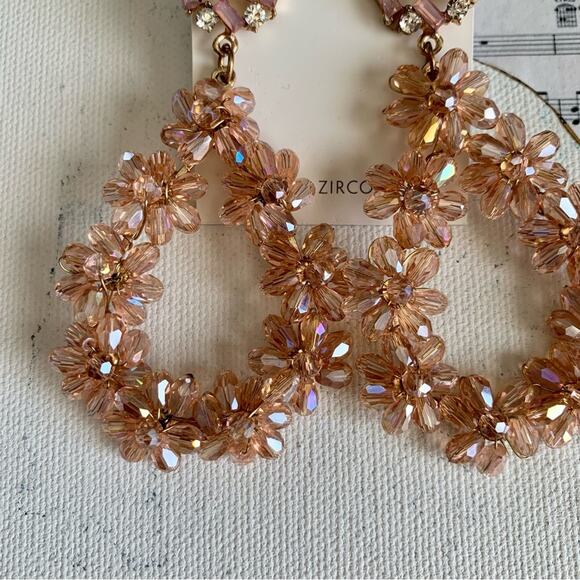 Francesca’s Elena Woven Blush Floral Drop Statement Boho Earrings - Picture 5 of 8